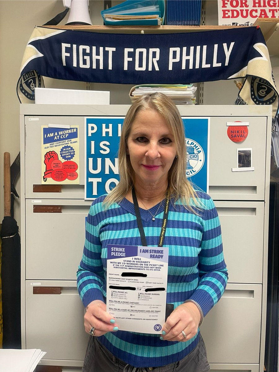FSFCCP's tweet photo. Strike pledges are rolling in because @CCPedu faculty and staff can’t afford to not make the gains they and our students need to thrive.
#workingconditionsarelearningconditions #bargainingforthecommongood #phillyscollege #pavethepath #raisefromwithin #1u https://t.co/L1dvB7TLuF