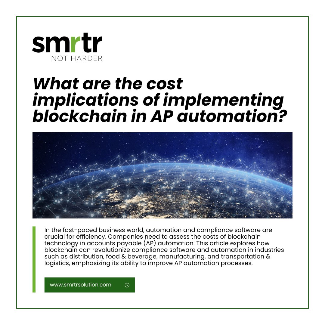 smrtrcms's tweet image. As blockchain technology makes waves in business operations, it’s time to explore its role in accounts payable automation. 🌐

Could it be the next game-changer for compliance and cost-saving strategies?

👉 Read our blog; 🔗 smrtrsolution.com

#apautomation #smrtr