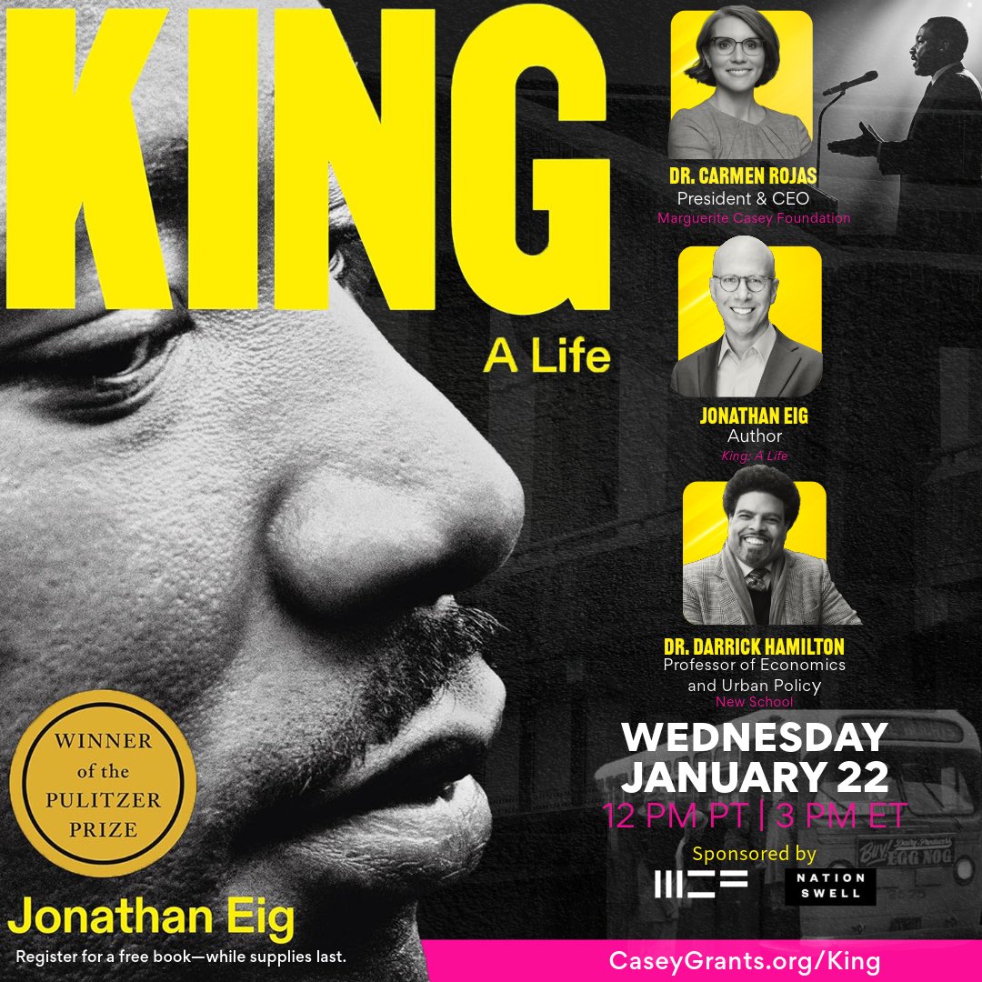 Philanthropy NW (@philanthropynw) on Twitter photo Join the <a href="/CaseyGrants/">Marguerite Casey Foundation</a> Book Club for a conversation on Dr. Martin Luther King Jr.’s legacy.
🗓️ Jan 22, 2025 | 12 PM PT
Featuring: Jonathan Eig, Dr. Darrick Hamilton and Dr. Carmen Rojas
Sign up here: ow.ly/2GKg50UGvgJ Join the <a href="/CaseyGrants/">Marguerite Casey Foundation</a> Book Club for a conversation on Dr. Martin Luther King Jr.’s legacy.
🗓️ Jan 22, 2025 | 12 PM PT
Featuring: Jonathan Eig, Dr. Darrick Hamilton and Dr. Carmen Rojas
Sign up here: ow.ly/2GKg50UGvgJ