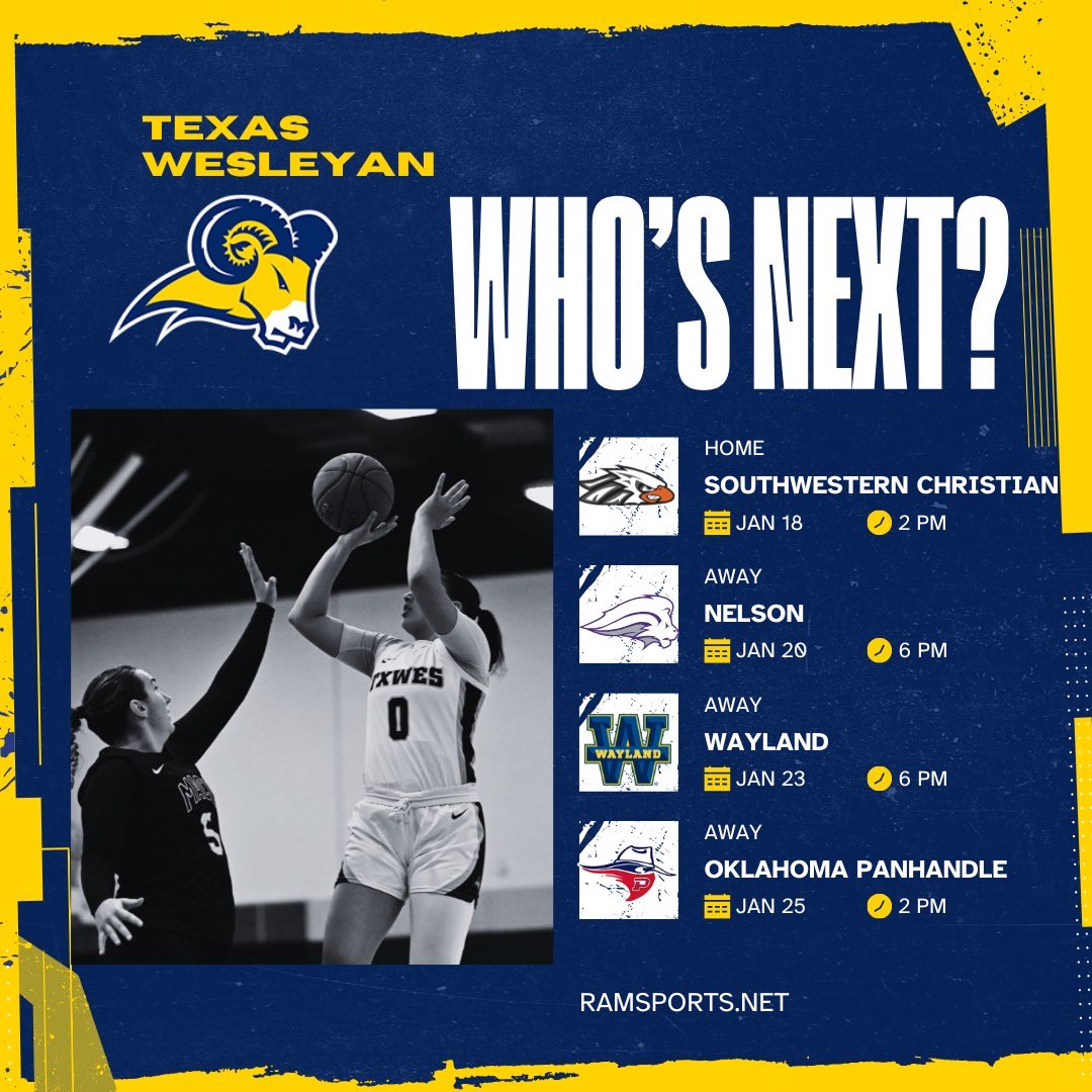 txweswbb's tweet photo. 🏀 Mark Your Calendars! 🗓️

📣 The grind continues, and we’re ready to bring the heat! Check out our next 4 games and come show your support!!! 
#TxWes #Together #WeAttack #SAC https://t.co/lrni4W3WXt