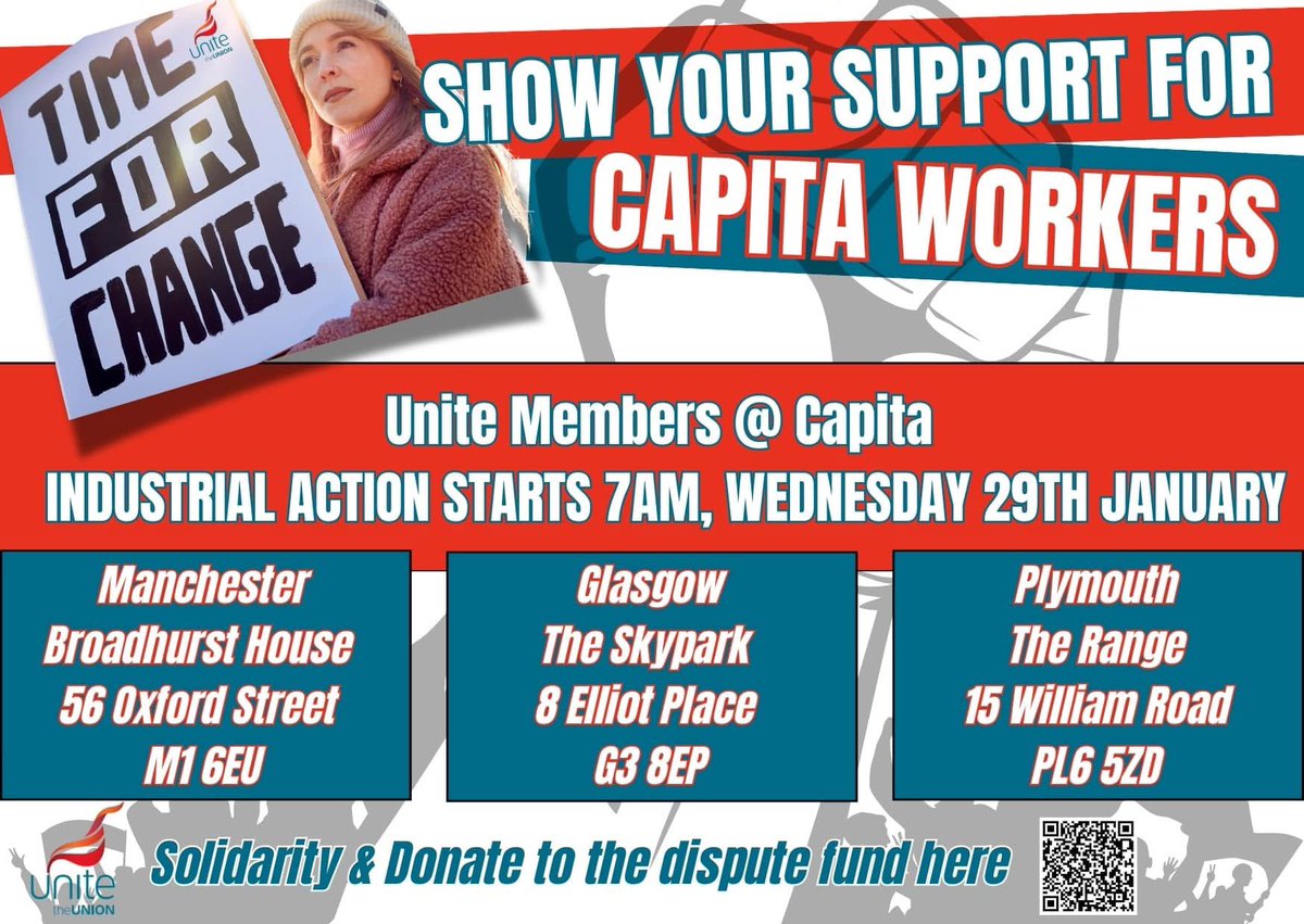 Solidarity to Capita workers in Glasgow, Manchester and Plymouth.
<a href="/uniteinaxa/">Unite in AXA</a> <a href="/uniteinaviva/">Unite in Aviva</a> <a href="/UniteNatwest/">UniteinNatWest</a> <a href="/UniteDiligenta/">UniteinDiligenta</a> <a href="/UniteScotland/">Unite Scotland</a> <a href="/WorkVoicePaySC/">WorkVoicePayScotland</a>
