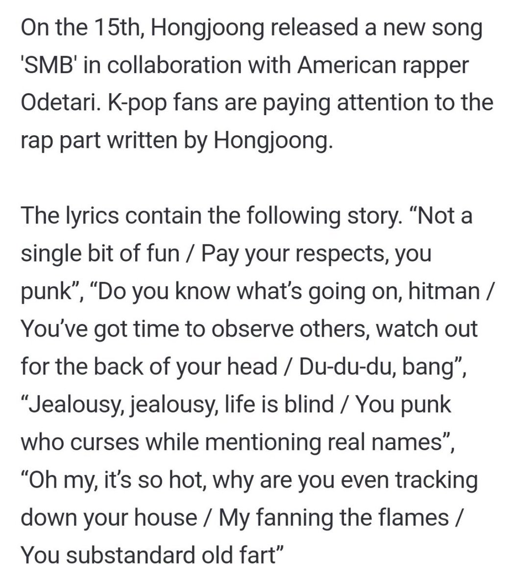 The leader of boy group ATEEZ Hong - joong sends a diss at bang pd in his track