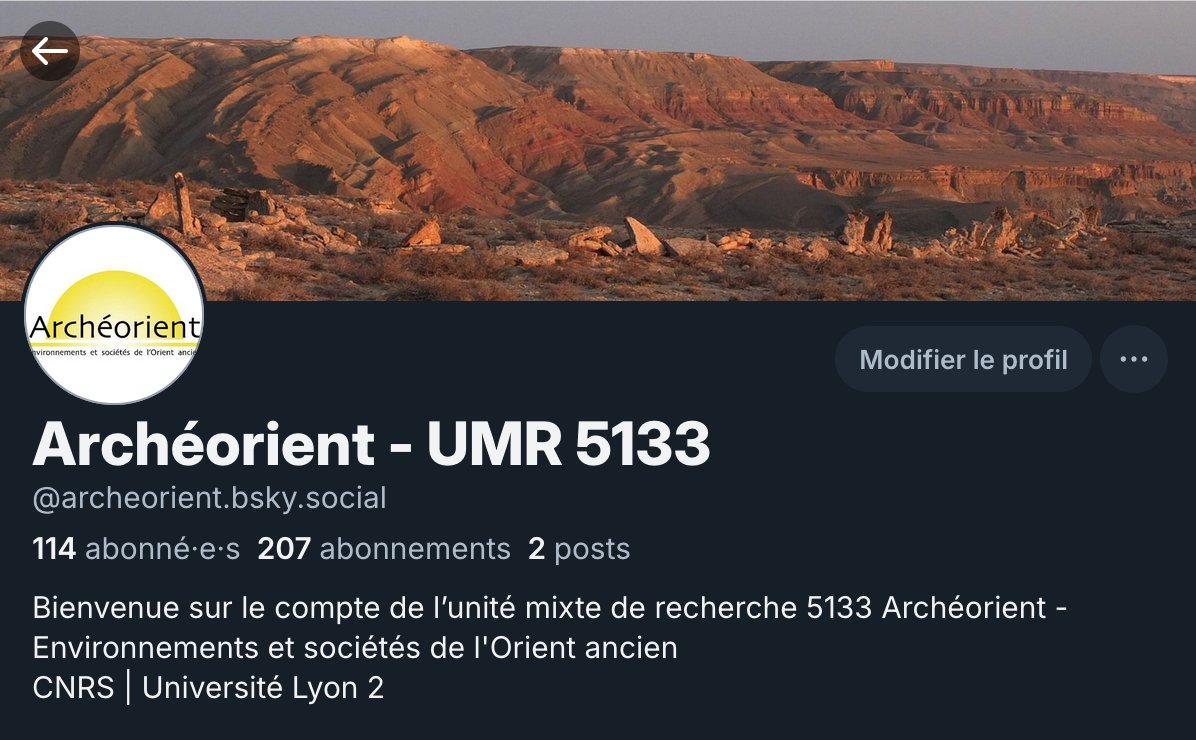 Archeorient's tweet image. Le laboratoire Archéorient a rejoint Blue Sky !
bsky.app/profile/archeo…
N&apos;hésitez pas à nous suivre via :  
Site : archeorient.mom.fr  
Blog : archeorient.hypotheses.org
insta : instagram.com/antenne.de.j...