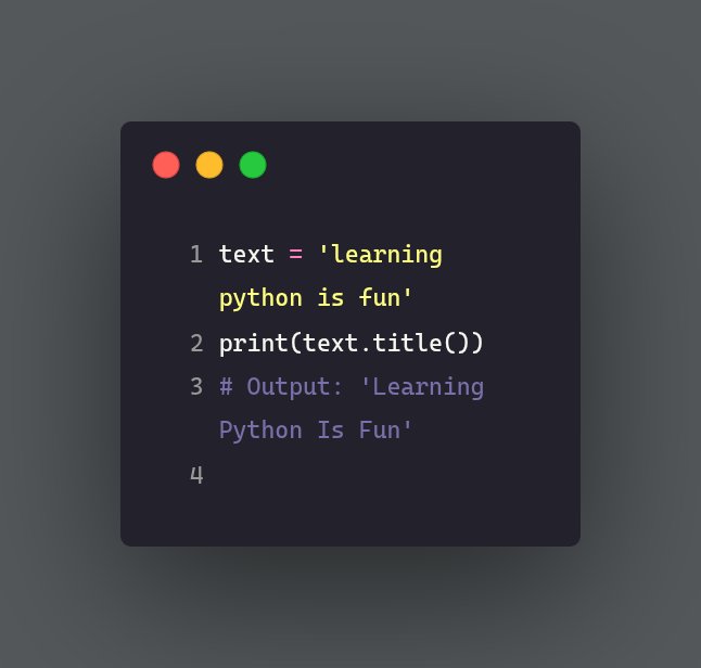 codingpython0's tweet image. "Turn your sentence into title case with just one line in Python🚀
Small tricks, big impact! Start leveling up your Python skills today. 🐍
#LearnPython #PythonBeginners"