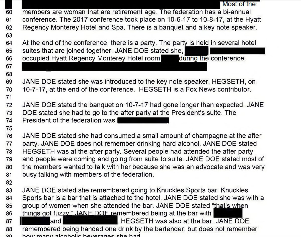 RYP__'s tweet photo. 2017 Monterey CA, police report excerpts on Hegseth allegedly drugging and raping a woman at a conference he spoke at.  

"JANE DOE stated she has been suffering from nightmares and memory loss since the incident." https://t.co/z40XOU0AJl