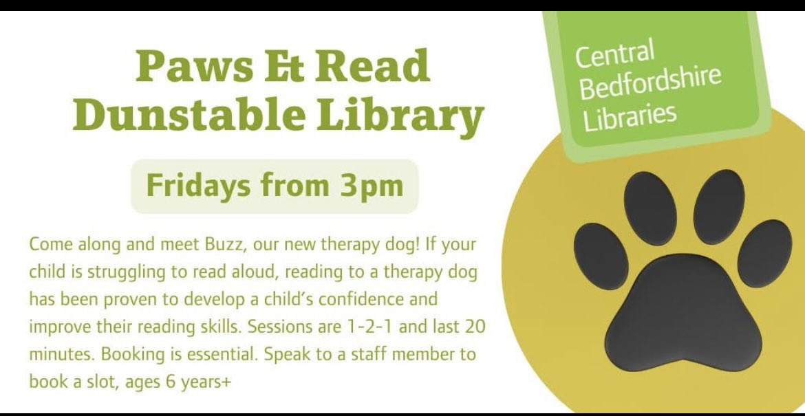 HSwabey29's tweet photo. Buzz loves his Friday afternoons @cbc_libraries  - Dunstable.  
Get booked on if you’d like your child to read to him 🐾📚 https://t.co/LJUtN0AB8q