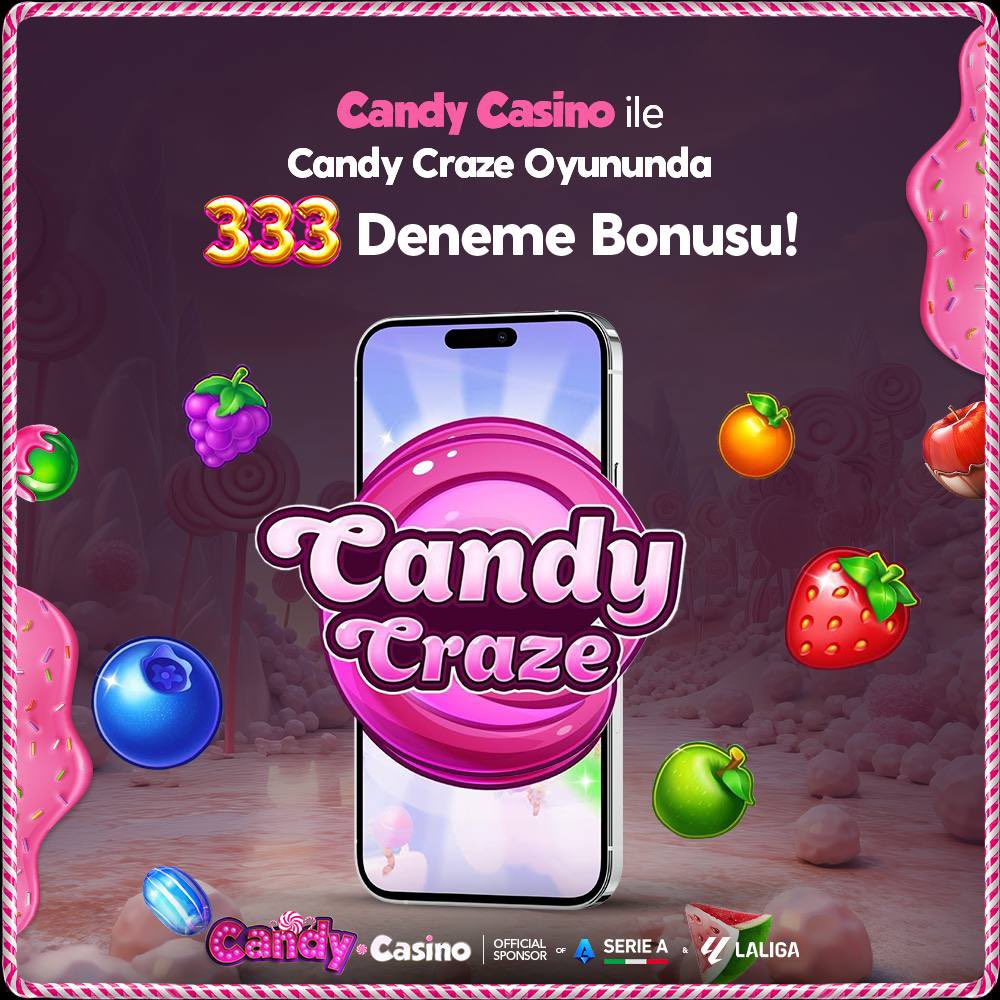 🌟CANDY CASİNO’DA  DENEME ŞÖLENİ DEVAM EDİYOR🌟

⚡️YATIRIM ŞARTSIZ DENEME BONUSU ALMA FIRSATI SADECE CANDYCASİNO’DA❗️

🎁POPÜLER OYUNLARDAN CANDY CRAZE OYUNUNDA GEÇERLİ 333 FREESPİN 

✈️Kesintisiz Erişim; candycasino.online