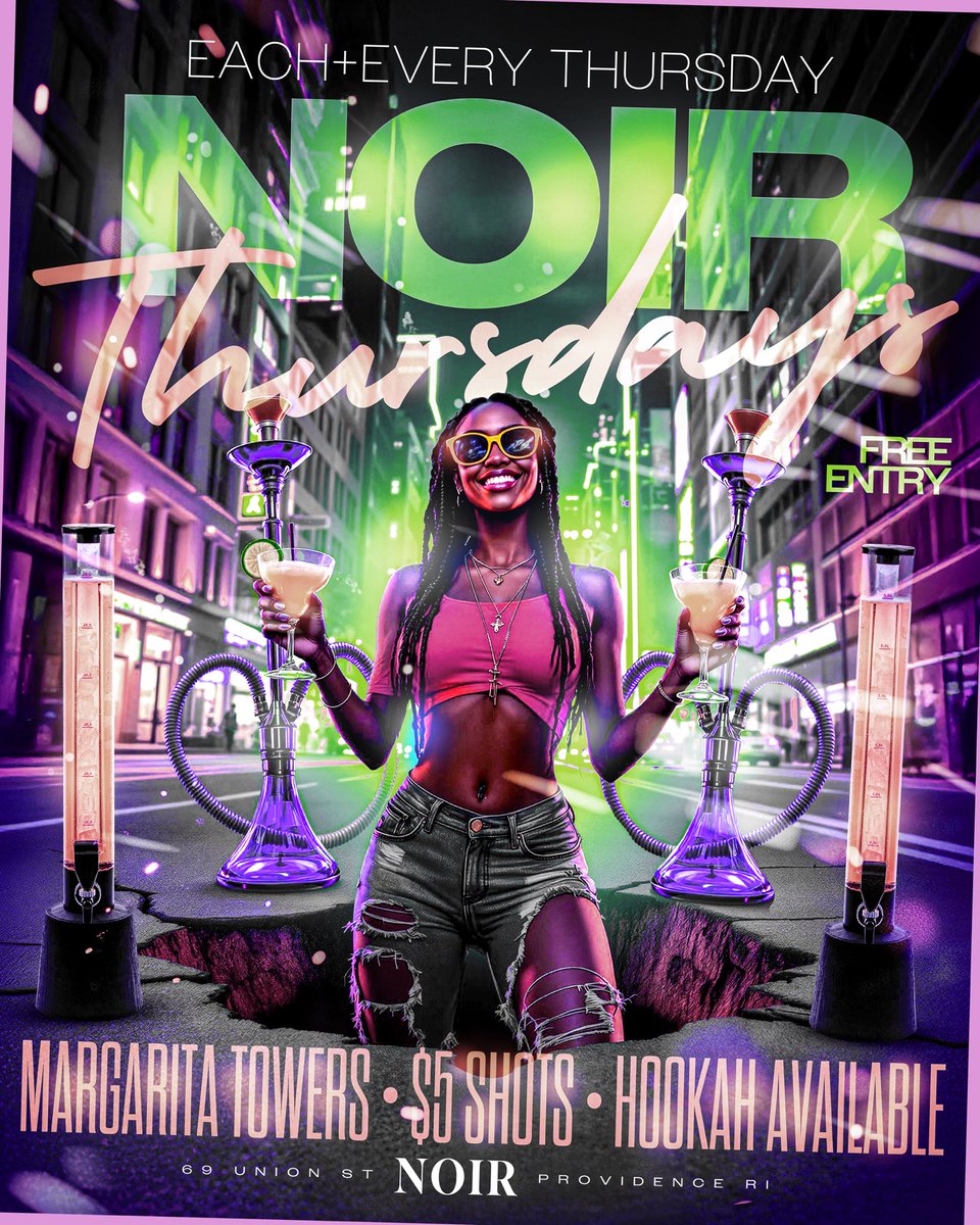 noirloungeri's tweet photo. INTRODUCING MARGARITA TOWERS EACH &amp; EVERY THURSDAY

COME ENJOY A NIGHT OUT WITH YOUR GROUP
DOOR OPENS AT 9PM

🥃$5 shots
🍷$7 lemon drops
🍶$50 Margarita towers 
💨 $25 hookah

#Noirnights #Hookah #nightlife #martinispecials https://t.co/tI1ksCEUky
