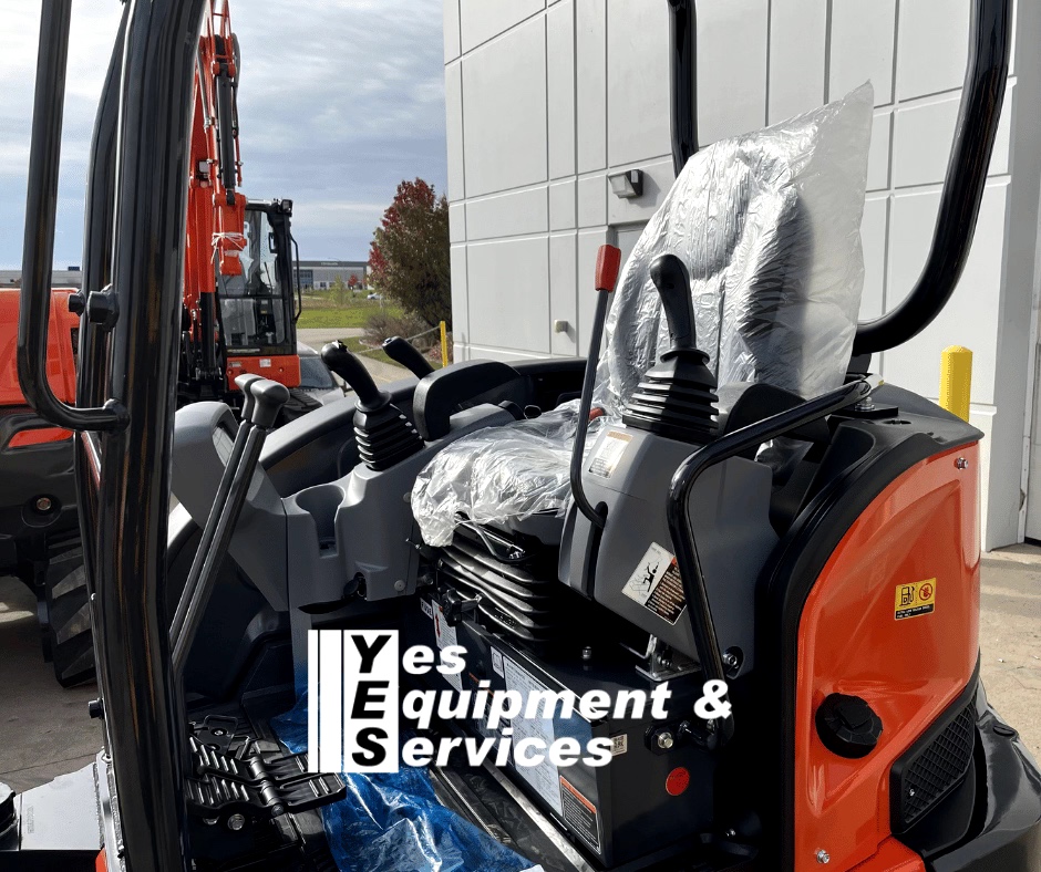 If you're under the impression compact excavators lack creature comforts, this 2024 Kubota KX033-4R1 Compact Excavator dispels that myth. Look how comfy that seat looks. And check out those controllers – purposely shaped for a relaxed grip. Learn more at bit.ly/3wc02y7.