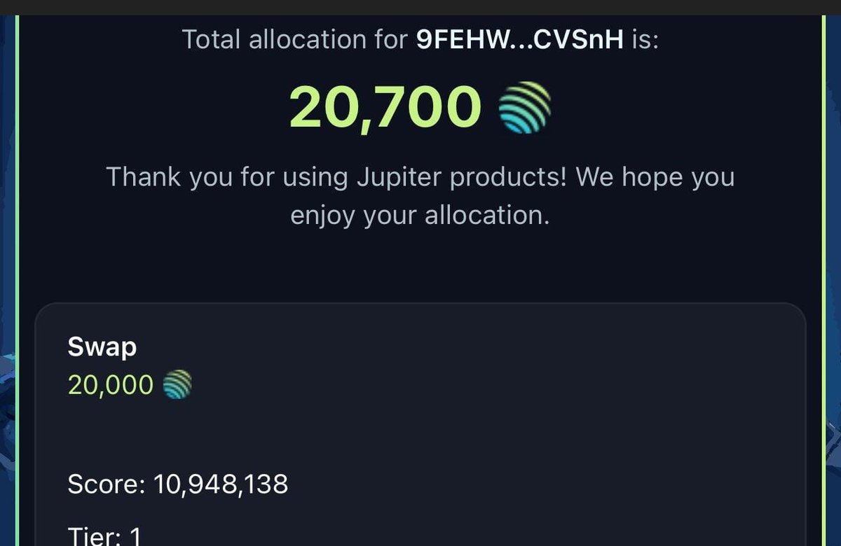 Just got 20,000 $JUP airdrop 🔥

As Promised
I will change someone's life sending 5,000 $JUP (~$4,000) 🫰

Just like, retweet and comment 'done'. 
Random winner in 24hrs.