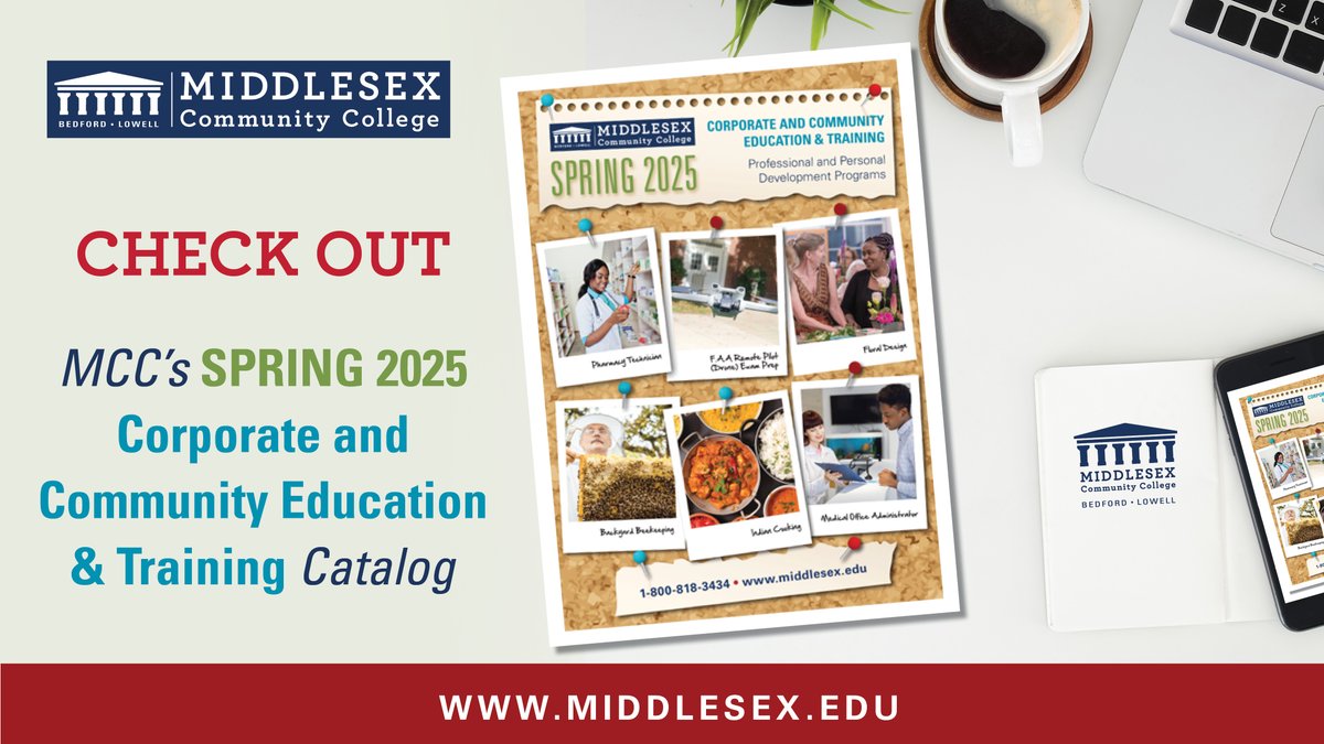 MCC’s Corporate &amp; Community Education &amp; Training's noncredit courses engage students in professional development and personal enrichment to upgrade skills and learn something new. Check out MCC’s Spring 2025 catalog for more info: middlesex.edu/community/inde…