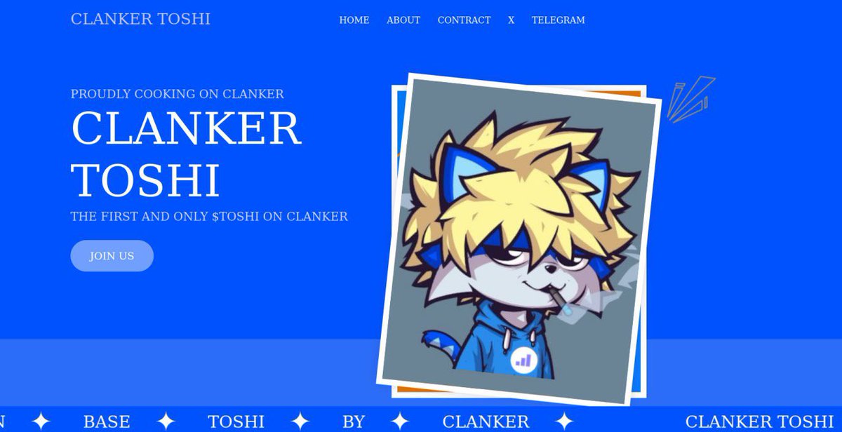 <a href="/_proxystudio/">liquid 💧</a> Yo yo lets get some attention to Clanker $TOSHI

Nice web up decent team and community 

<a href="/ClankerToshi/">Clanker Toshi - CTOSHI</a>