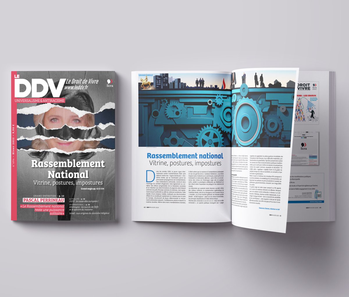 🔴 Le Droit de Vivre n°694 est paru ➡️ licra.org/leddv

Un numéro consacré au #RN : « Rassemblement national. Vitrine, postures, impostures. »

👉 Analyses, entretiens et enquêtes pour comprendre ses mutations, ses ambitions et ses limites.

Histoire, sociologie, Europe,
