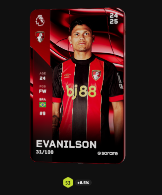 #Sorare "Rare Evanilson" GIVEAWAY!                               

I Will be giving away a Rare Evanilson (Worth around 17 euro)to one of my followers!    

To Enter: Follow, Like &amp; Comment ur sorare username!                

Winner in 48-72 Hours!