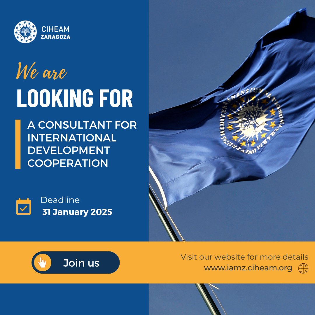 CIHEAMZaragoza's tweet photo. CIHEAM Zaragoza is seeking a Consultant in International Development Cooperation with expertise in agrifood and rural development.
If you are proactive, resourceful, and a strong team player, we encourage you to apply 👇
https://t.co/D8AZAXhdpE https://t.co/hbmf9NMffo