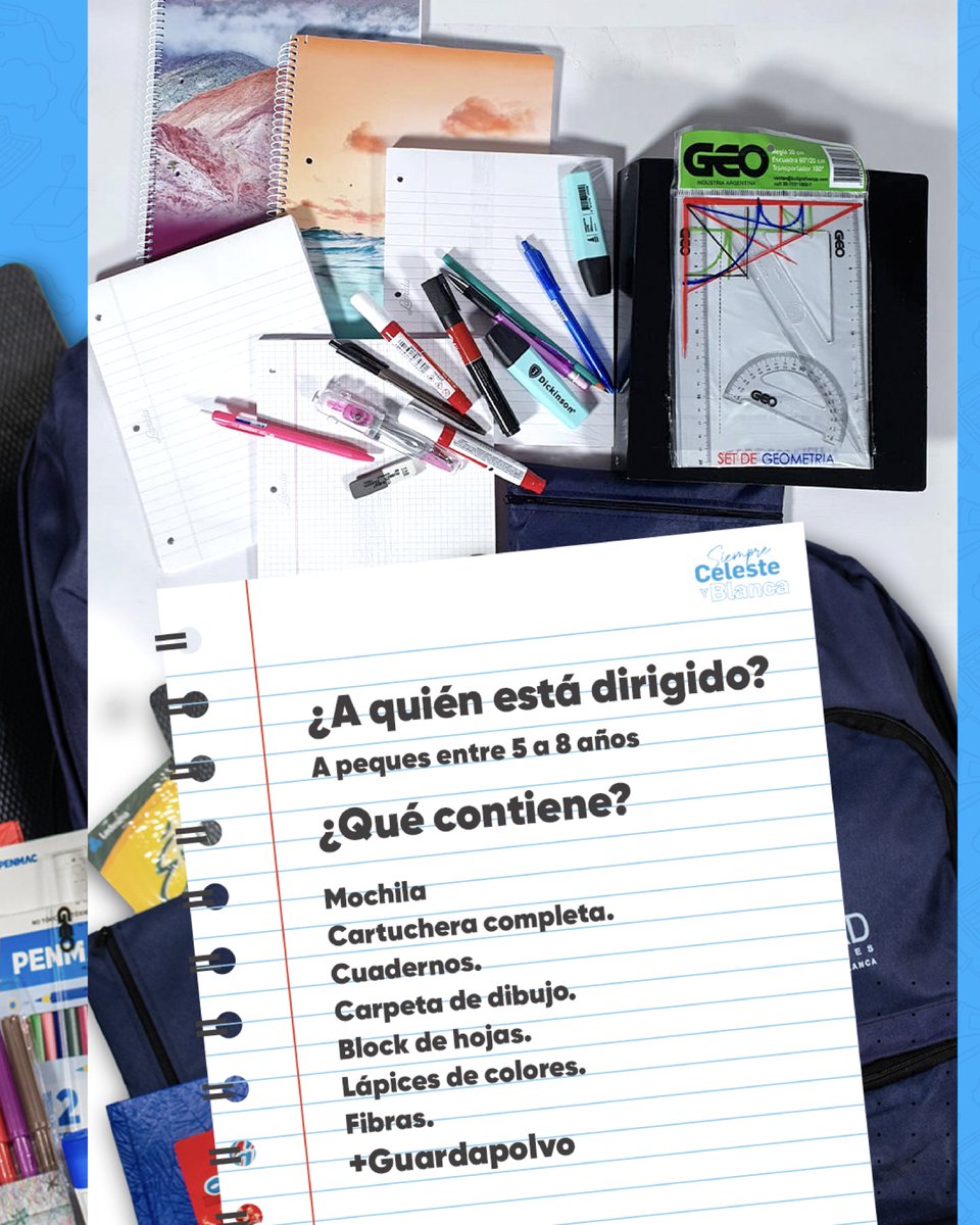 AtsaBsAs's tweet photo. Compa, el 20/01 📅 abrimos la turnera para que todxs lxs peques de Sanidad 💙 vuelvan #AlColeConATSA. Hoy te contamos del kit número 2 👇. https://t.co/Sf2YGGNtX5