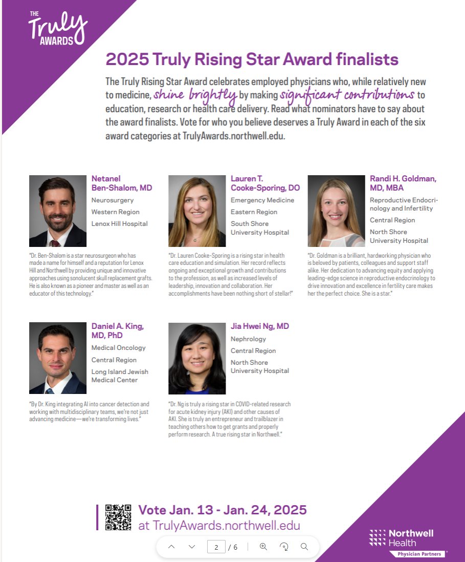 🌟 Thrilled and honored to be named a finalist for the 2025 Truly Rising Star Award! 🌟

I’m incredibly grateful to be recognized alongside such an amazing group of physicians who are making meaningful contributions to patient care, research, and education.

This recognition