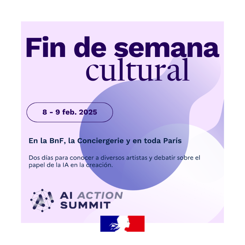 francediplo_ES's tweet photo. Dentro de menos de un mes, París acogerá la #AIActionWeek
👉6-7/02: Jornadas científicas en @IP_Paris_ 
👉8-9/02: Fin de semana cultural en @laBnF y la Conciergerie. @ministereCC
👉10-11/02: Cumbre de IA en el @GrandPalaisRmn

¡Pongamos la IA en común! #AIActionWeek 👇