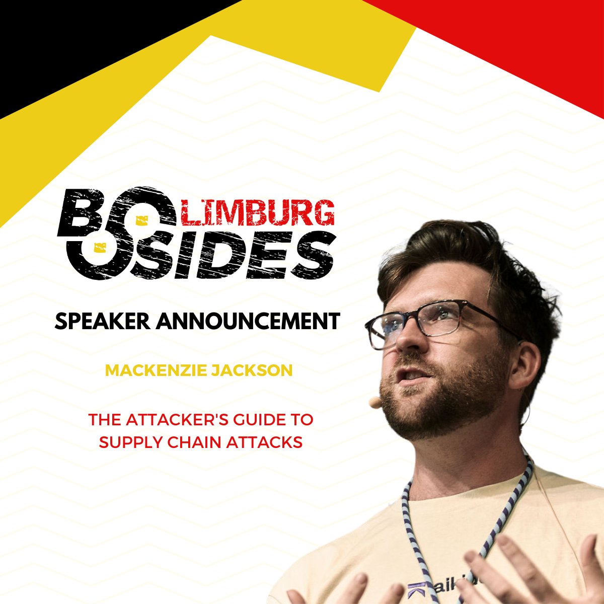 🚨 Pleased to welcome Mackenzie Jackson (Developer Advocate, <a href="/AikidoSecurity/">Aikido Security</a>)!

👉 Don't miss his session: The attacker's guide to supply chain attacks

🔗 More details: lnkd.in/gWHFsUeh

#BSidesLimburg #CyberSecurity #SupplyChainAttacks #DevSecOps #CICD #SSDLC