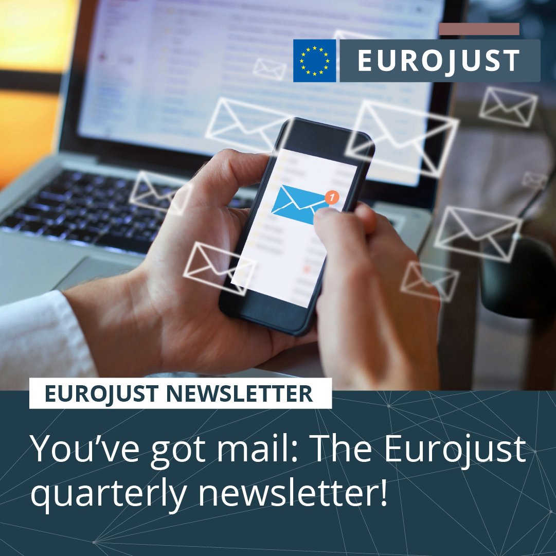 Eurojust's tweet photo. ๐ฌ The Q4 2024 edition of the Eurojust Newsletter is now available!
Inside:
โ๏ธ important updates to #TeamEurojust
โญ๏ธ overview of 2024 milestones
๐ casework & publication highlights.
Haven't subscribed yet? Read it here ๐
https://t.co/zKmbbRZ2cj https://t.co/S48pZVZGR9