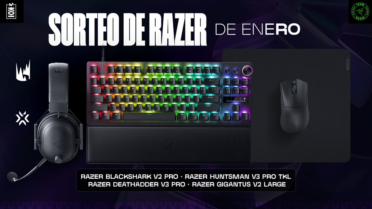 Movistar KOI (@movistarkoi) on Twitter photo 🐍 SORTEO RAZER ENERO 🐍
Arranca la #VCTEMEA y la #LEC esta semana y nuestros amigos de Razer quieren celebrarlo por todo lo alto.
Para participa:
1️⃣ Dale Like + RT
2️⃣ Sigue a <a href="/RazerES/">R Λ Z Ξ R 🇪🇸</a>
Tenéis hasta el 19 de enero para participar ¡Mucha suerte a todos! 🐍 SORTEO RAZER ENERO 🐍
Arranca la #VCTEMEA y la #LEC esta semana y nuestros amigos de Razer quieren celebrarlo por todo lo alto.
Para participa:
1️⃣ Dale Like + RT
2️⃣ Sigue a <a href="/RazerES/">R Λ Z Ξ R 🇪🇸</a>
Tenéis hasta el 19 de enero para participar ¡Mucha suerte a todos!