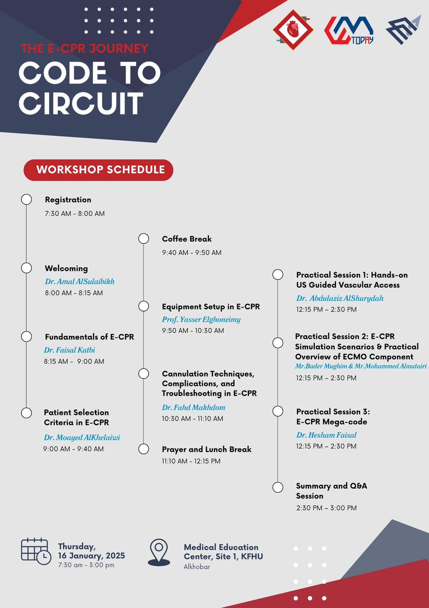 The wait is almost over—here’s the official schedule for the E-CPR Journey “Code to circuit“ workshop!