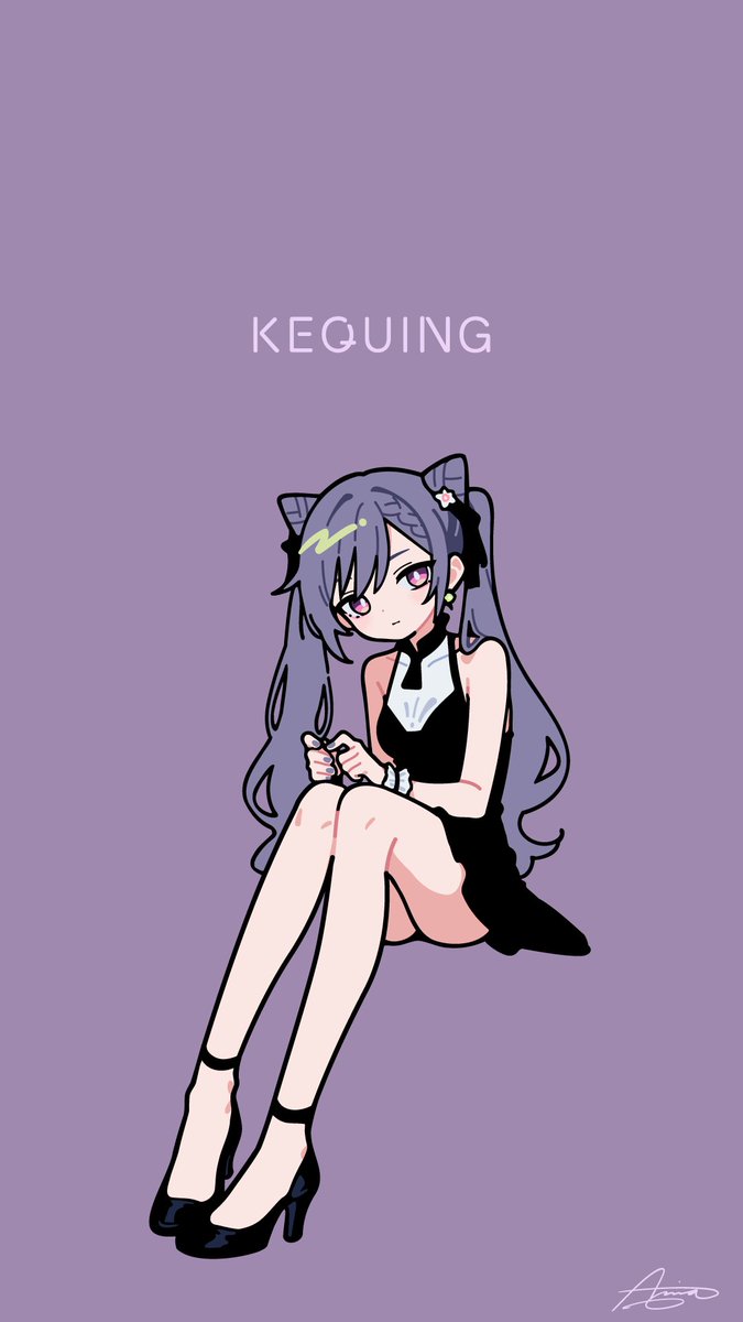 刻晴(コクセイ)(原神) 「Keqing smartphone wallpaper! Download an」|Ameniwaのイラスト