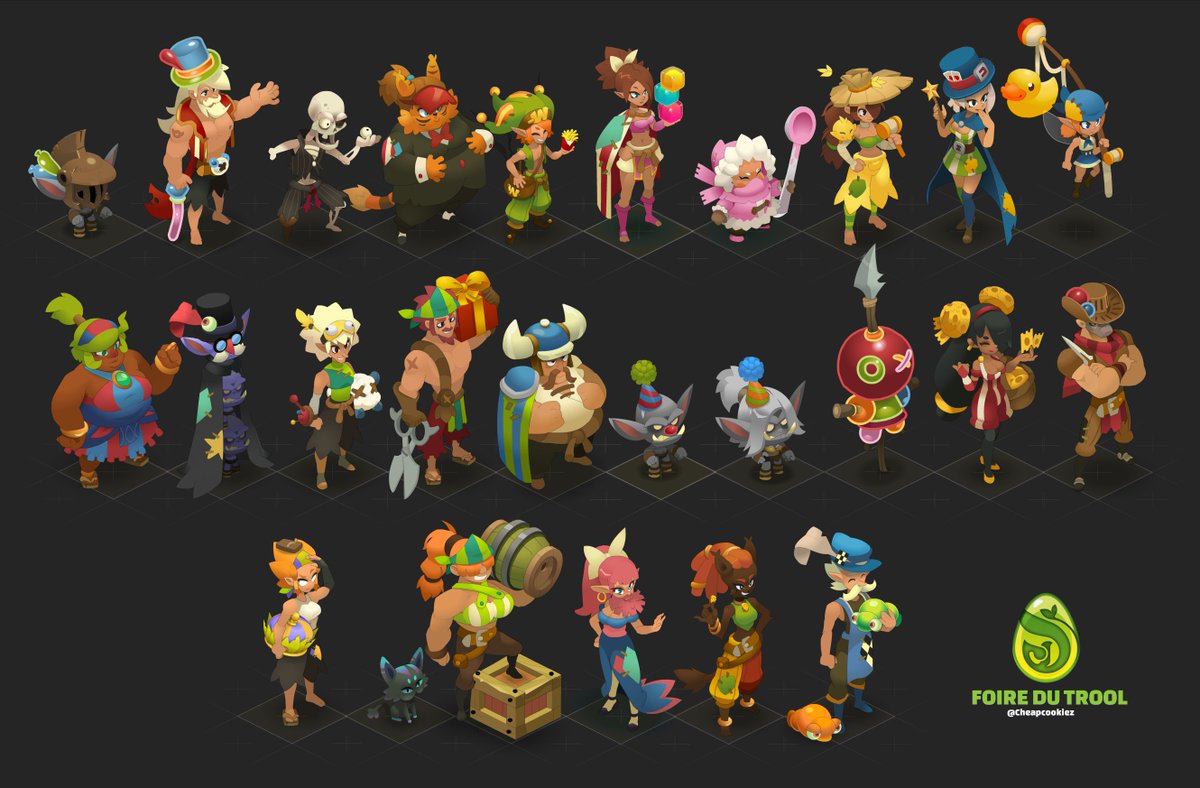 Character designs I made last summer for the Trool fair in Dofus! 🧌🎪  #Dofus #Dofusunity