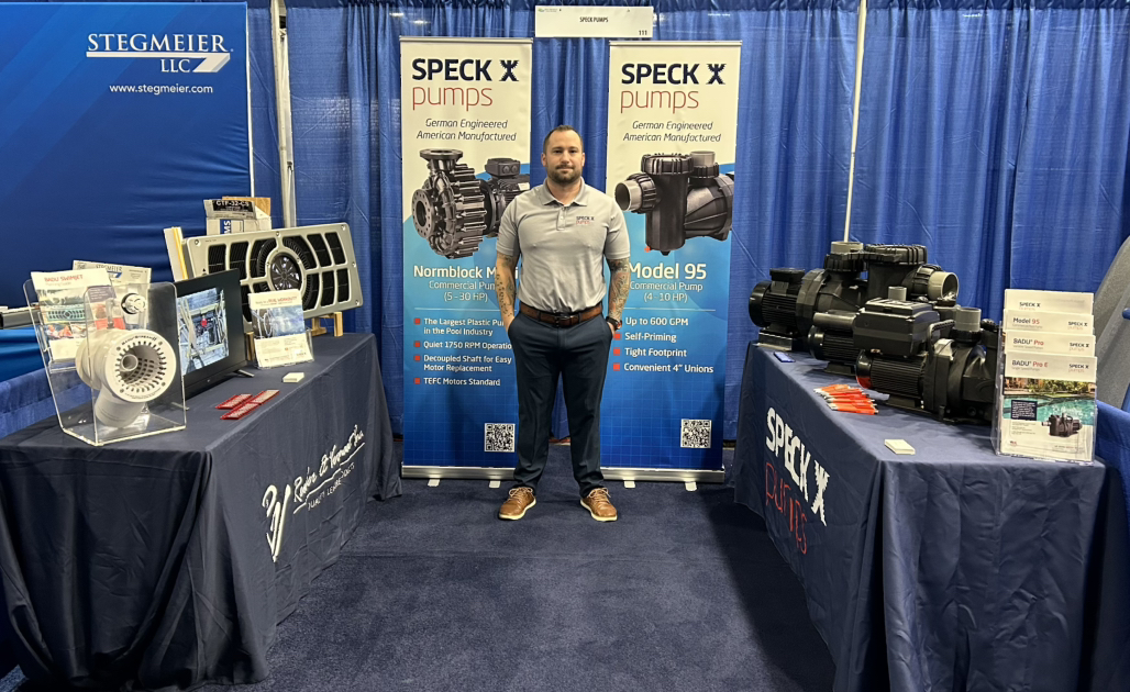 Can't wait to see all your friendly faces at the Mid America Pool &amp; Spa Show! Don't forget to make a pit stop at booth #111 and chat with our product expert, Josh! 🏊‍♂️💦👋 #SpeckTravels