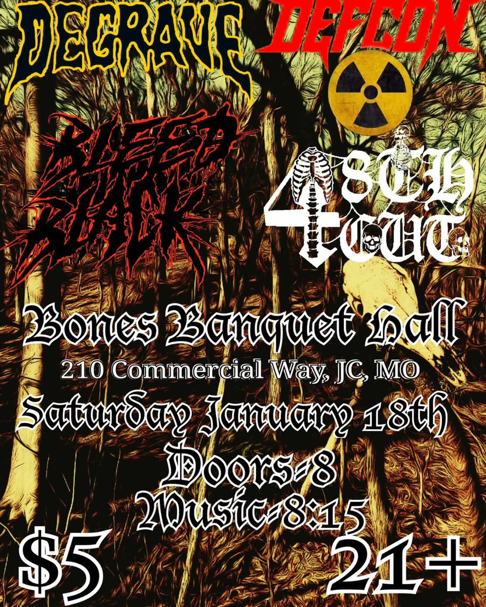 degraveshreds's tweet photo. SATURDAY! BONES BANQUET HALL!
We have some brand new tunes never before played live! Get out and show our friends in @defcon_thrash @bleedblack_official and @48th.cut what JC does best.
LET'S MOSH IT UP!!!
🤘💀🤘
#degravebloodydegrave #defcon #bleedblack #48thcut #evillive https://t.co/uEMVCxrxiO
