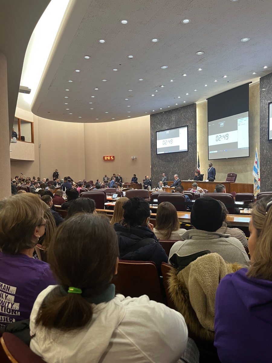 Full gallery for the Sanctuary City ordinance issue today, but not all 50 Aldermen chairs filed…