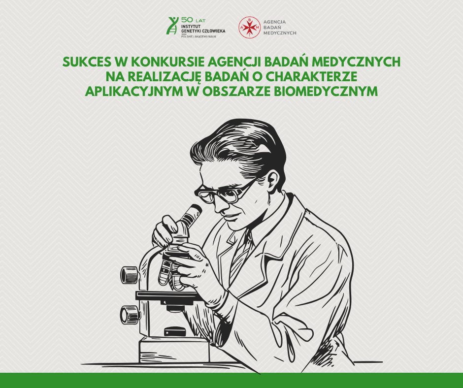 Instytut Genetyki Człowieka PAN (@igcpan) on Twitter photo Wniosek złożony w ramach naboru <a href="/AgencjaBadanMed/">Agencja Badań Medycznych</a> na realizację badań w obszarze biomedycznym został wybrany do dofinansowania! 🙌🏻 Kierownikiem projektu jest dr hab. Tomasz Kolanowski, prof. IGC PAN. Więcej w aktualnościach na stronie igcz.poznan.pl Wniosek złożony w ramach naboru <a href="/AgencjaBadanMed/">Agencja Badań Medycznych</a> na realizację badań w obszarze biomedycznym został wybrany do dofinansowania! 🙌🏻 Kierownikiem projektu jest dr hab. Tomasz Kolanowski, prof. IGC PAN. Więcej w aktualnościach na stronie igcz.poznan.pl