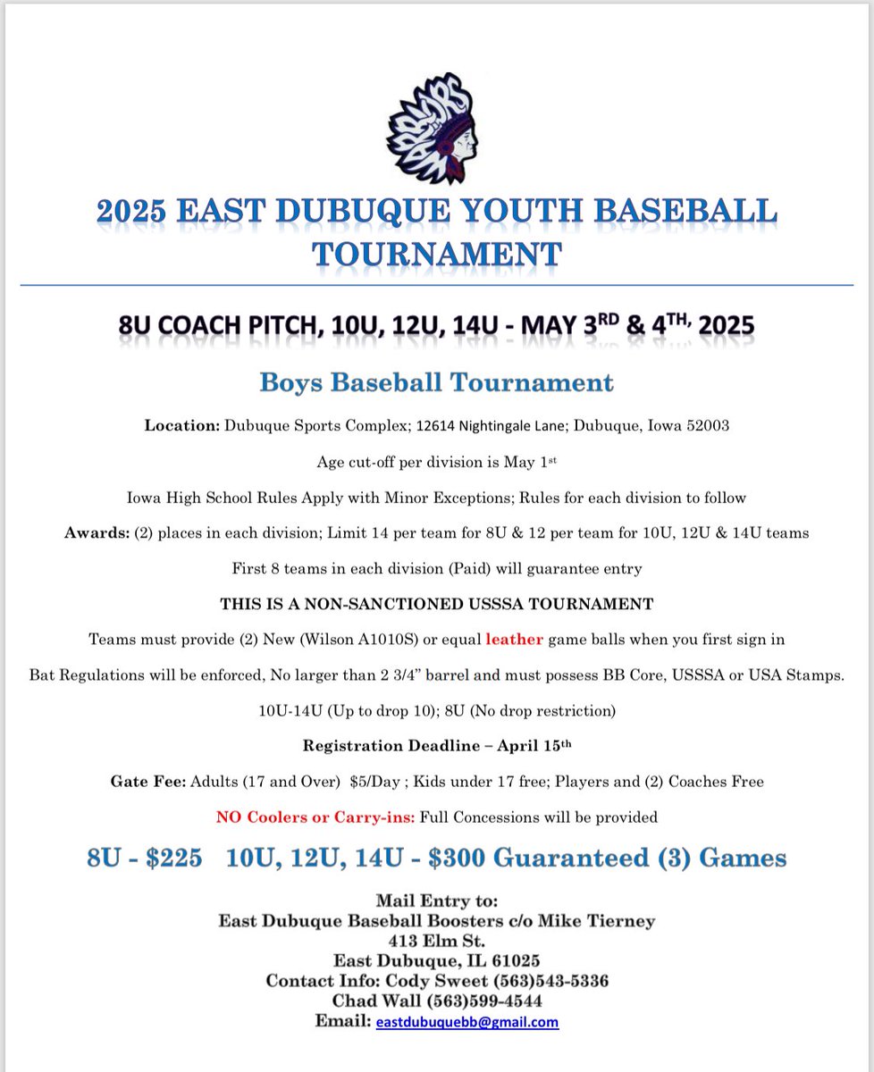 EDubBaseball's tweet photo. 🚨 Great local tournament to start the season. Be sure to get signed up soon as it fills up fast! Feel free to give a RT. 

@CoachManeman @THsportsfeed @kzonebasesoft 

#WarriorBaseball https://t.co/DAE4pw8n7a