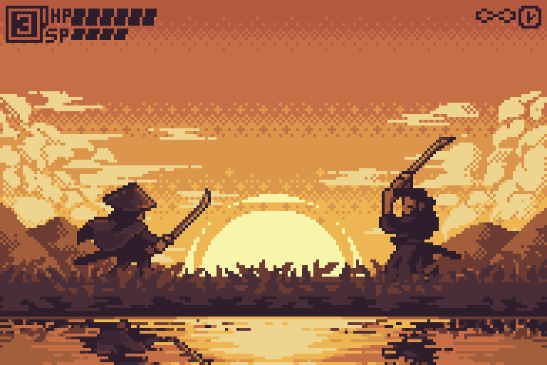 _Ozune_'s tweet photo. Sunset Duel⚔️

#pixelart #ドット絵 #pixelartist #aseprite #vacaroxa https://t.co/EzyToYDwN8