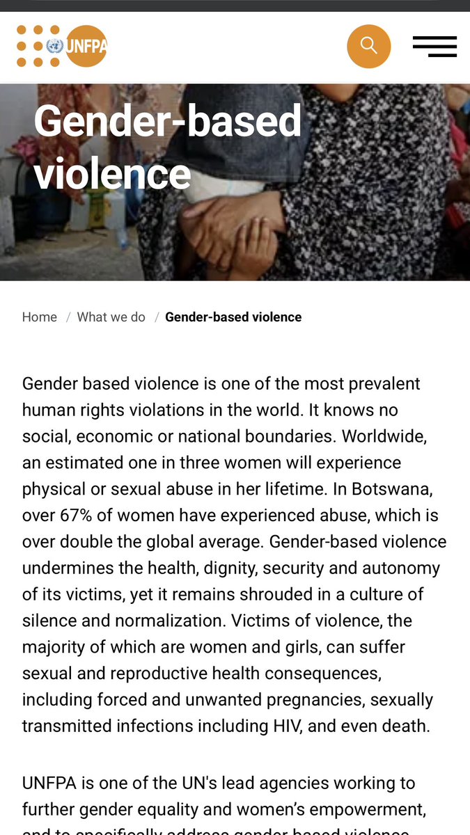 Maadzi Una (@unamulale) on Twitter photo O boditse why it’s called Gender Based Violence My President <a href="/duma_boko/">Duma Gideon Boko</a>
‘Gender based violence is violence directed against a person because of that person's gender or VIOLENCE THAT AFFECTS PERSONS OF A PARTICULAR GENDER DISPROPORTIONATELY’.
Look at the stats. STOP THE ERASURE! O boditse why it’s called Gender Based Violence My President <a href="/duma_boko/">Duma Gideon Boko</a>
‘Gender based violence is violence directed against a person because of that person's gender or VIOLENCE THAT AFFECTS PERSONS OF A PARTICULAR GENDER DISPROPORTIONATELY’.
Look at the stats. STOP THE ERASURE!