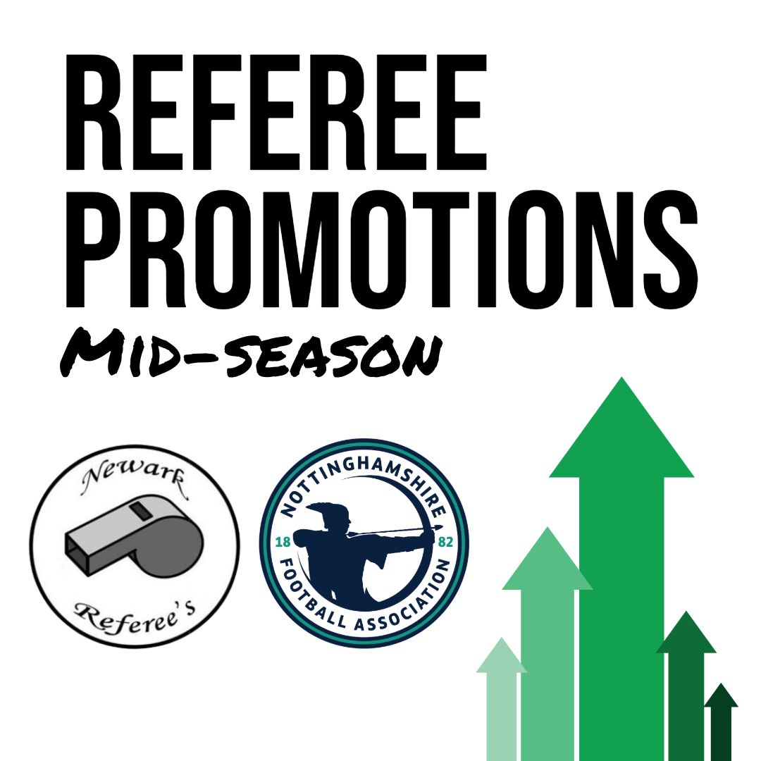 MID-SEASON PROMOTIONS

Congratulations to all of our members on their promotions, and non-members too.

Your hard work and dedication doesn’t go unnoticed and we wish you the best of luck in the next half of the season.

#newark #referees #promotion #nottinghamshire #lincolnshire