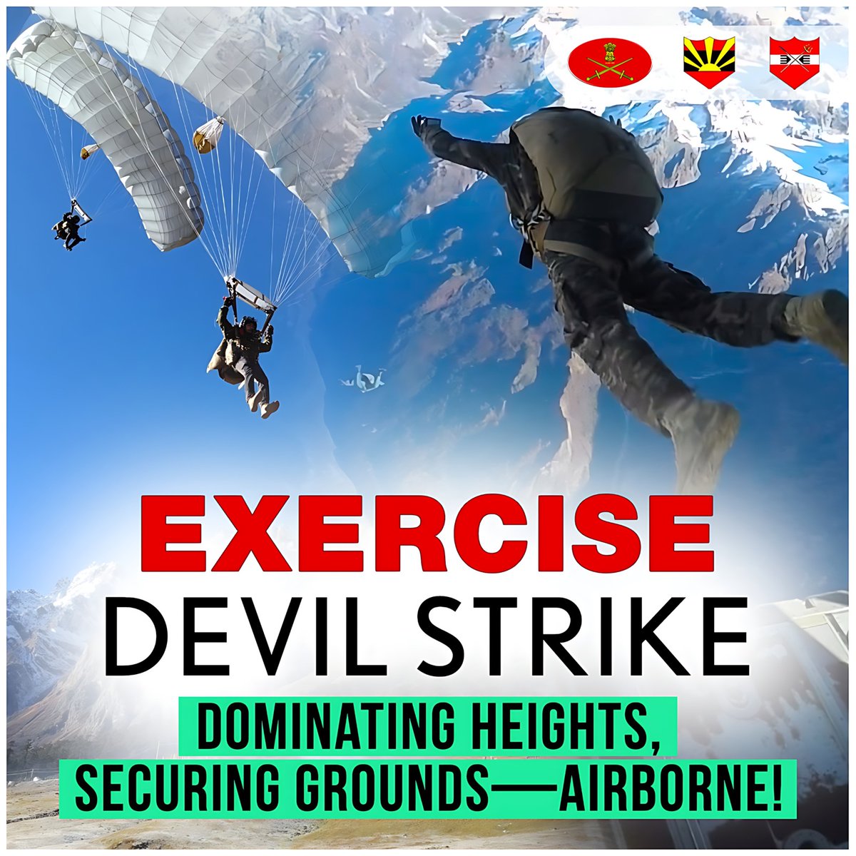 easterncomd's tweet photo. #IndianArmy
#EasternCommand
#Jointness
#IndianAirforce
#YearofTechAbsorption
#IndianArmedForces
Exercise #DevilStrike begins under the aegis of #EasternCommand. Elite airborne troops, multiple aircraft and advanced technology come together to validate operational drills and logistical readiness in challenging terrains.
@adgpi
@SpokespersonMoD
@HQ_IDS_India
@indiannavy
@IAF_MCC
@official_dgar
@ProDefKolkata
@IndiaCoastGuard
@HQ_DG_NCC
Facebook - https://t.co/Ly59q53U2c
Instagram - https://t.co/5Eqm81gwaz