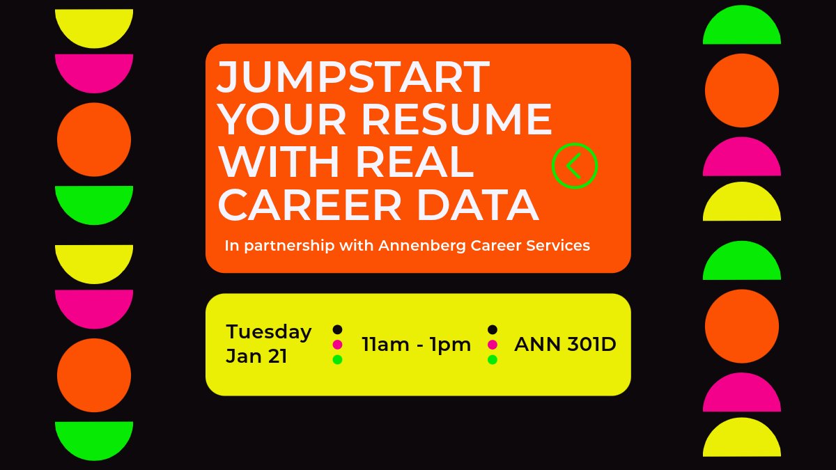 Looking to get ahead when applying for jobs and internships? 💼

You'll get the inside scoop on trending jobs and skills to target the companies and career paths you want. 📈

January 21 | 11am-1pm | ANN 301D

RSVP at bit.ly/s25workshops

#usc #uscannenberg #digitallounge