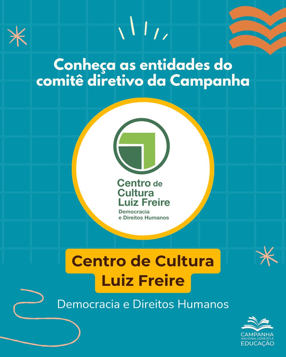 camp_educacao's tweet image. Conheça as entidades do nosso #ComitêDiretivo - Centro de Cultura Luiz Freire 💙

💫 O Centro de Cultura Luiz Freire (CCLF) é uma das entidades parceiras da Campanha na construção de um processo educativo e cultural.

Desde 1972, a Organização não-governamental atua como sujeito