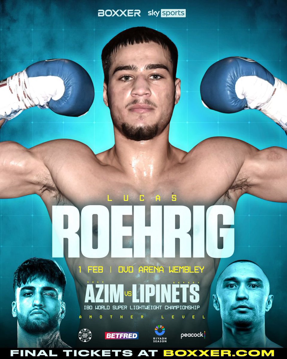 boxxer's tweet image. Your updated card for 𝘼𝙉𝙊𝙏𝙃𝙀𝙍 𝙇𝙀𝙑𝙀𝙇 📋🔥

A loaded undercard featuring the explosive @JeamieTkvBoxing, the undefeated Joel Kodua plus the returns of @LucasRoehrig, Alfie Clegg and Garan Croft 💥 

Tickets at BOXXER.com 🎟️🎥

#AzimLipinets | Feb 1 | OVO…