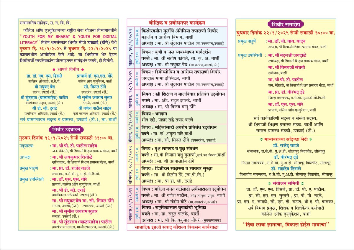 NSS COLLEGE OF EDUCATION BARSHI DIST SOLAPUR, 
Come and Join Us... One Step to Rural Development...