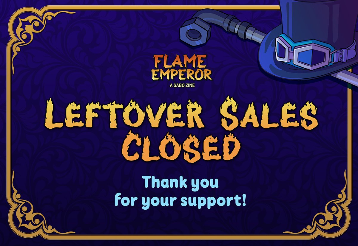 🎩 Leftover Sales Closed 🎩

Our store is now officially closed! 
We will begin shipping all the items purchased starting this week, and thank you so much for all your patience and support!