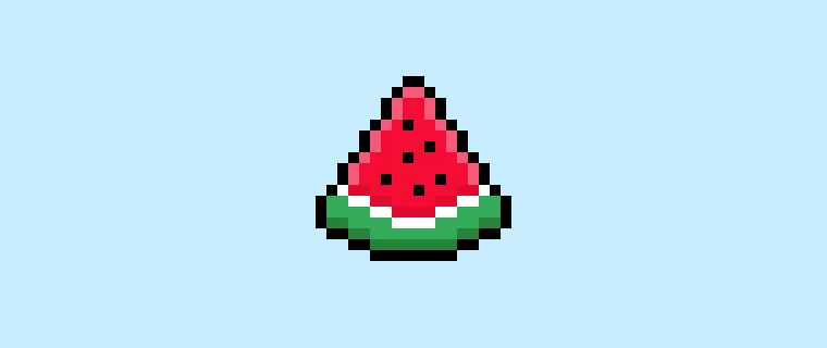 mega_voxels's tweet photo. Updated our tutorial on how to make a pixel art watermelon! In this post we show you how to draw watermelon pixel art from start to finish! #pixelart 
https://t.co/sji30fWigs https://t.co/0hy8ByWPgV