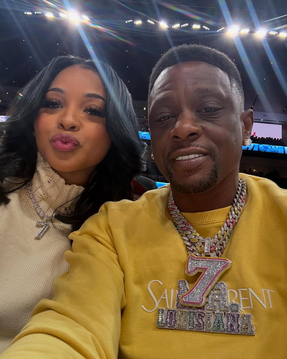 itsOnlyENT's tweet photo. Boosie &amp; his fiancée Rajel courtside at the Atlanta Hawks game 💘 https://t.co/8N4TZleS6o