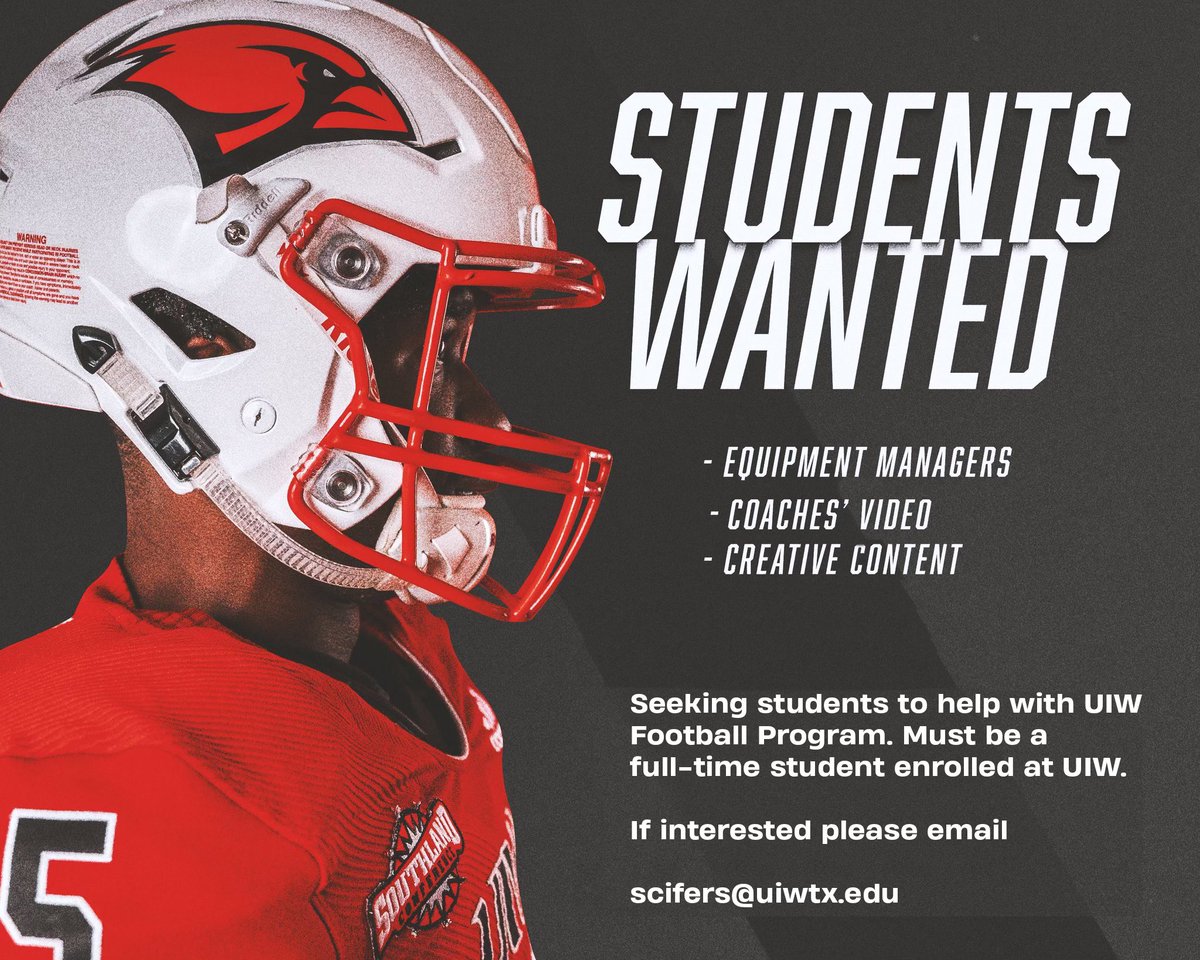 John Scifers (@coachscifers) on Twitter photo <a href="/UIWFootball/">UIW Football</a> Is looking for some help for 2025! Want to work with the best staff in the country? Shoot me an email and let’s connect‼️
📩 Scifers@uiwtx.edu 📩 <a href="/UIWFootball/">UIW Football</a> Is looking for some help for 2025! Want to work with the best staff in the country? Shoot me an email and let’s connect‼️
📩 Scifers@uiwtx.edu 📩