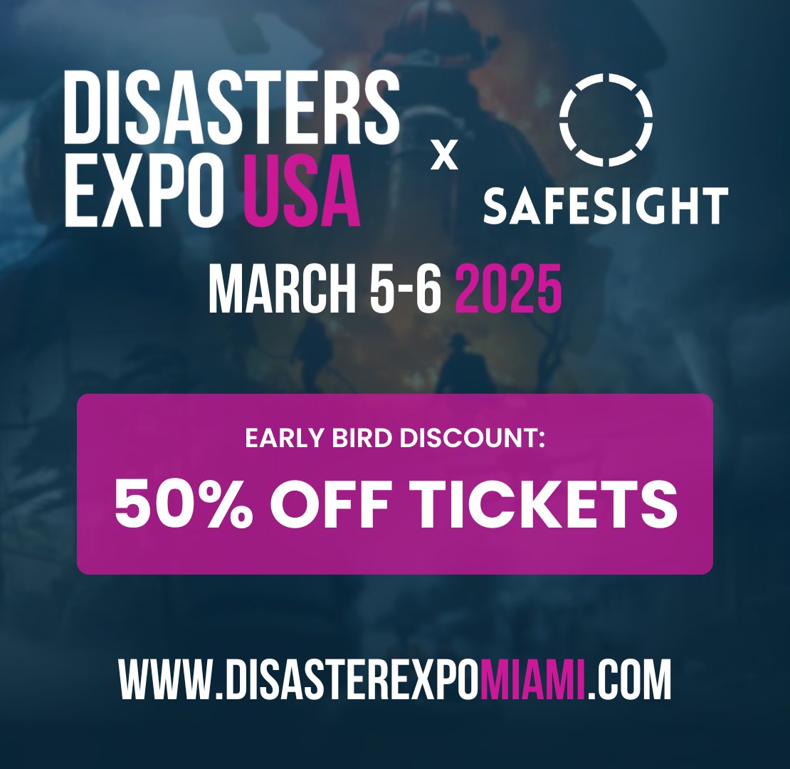 safesightxp's tweet photo. 𝗥𝗲𝗴𝗶𝘀𝘁𝗿𝗮𝘁𝗶𝗼𝗻 𝗶𝘀 𝗻𝗼𝘄 𝗼𝗽𝗲𝗻 𝗳𝗼𝗿 𝗗𝗶𝘀𝗮𝘀𝘁𝗲𝗿𝘀 𝗘𝘅𝗽𝗼 𝟮𝟬𝟮𝟱
We are unveiling what SafeSight has to offer to the Disaster Response industries. Get 50% off with code 𝗘𝗔𝗥𝗟𝗬𝗕𝗜𝗥𝗗𝟱𝟬: https://t.co/nBtTB3hb9S

#DisasterExpo #DisasterResponse https://t.co/3UbYYfFIF8