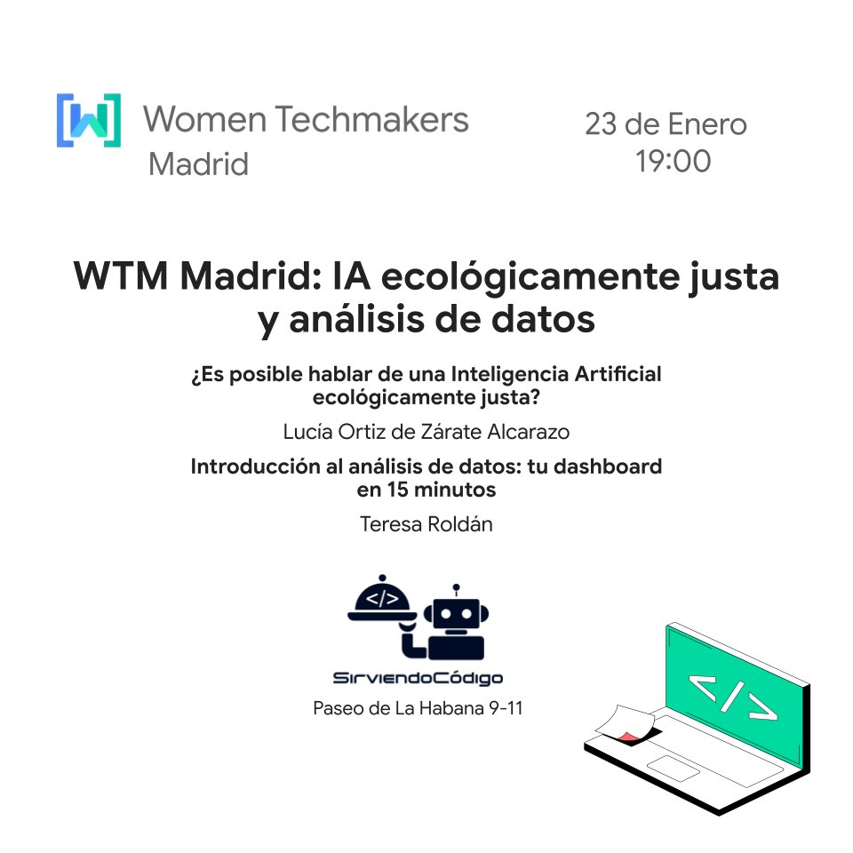 🚀 ¡Arrancamos 2025 con el primer evento de #WTMMadrid!

📅 Cuándo: 23 de enero, 19:00h
📍 Dónde: <a href="/sirviendocodigo/">Sirviendo Código</a>  (Paseo de la Habana, 9-11, Madrid)
🎙️ ¡Dos charlas increíbles sobre IA y el análisis de datos!

Registrate ya!🎟️ meetup.com/gdgmadrid/even…