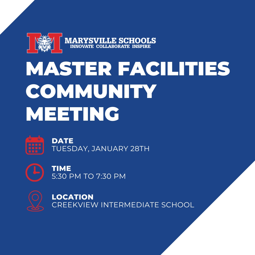 MarysvilleEVSD's tweet photo. Join us on Tuesday, January 28th, from 5:30-7:30 PM at Creekview Intermediate School for an update on our facility planning process!
We value your input as we plan for the future of our schools!
Learn more: https://t.co/ZRPP2NSADO.
#PTBM #MEVSD https://t.co/BoCXmorpR9