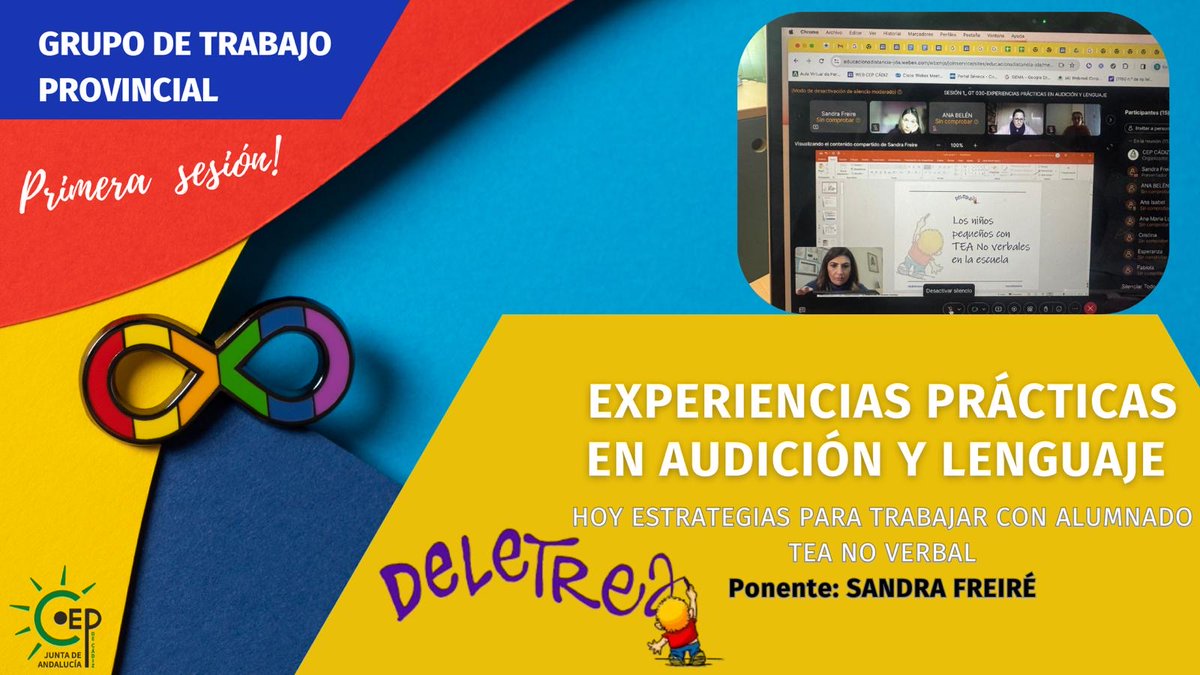 Primera sesión de asesoramiento externo para el grupo de trabajo provincial EXPERIENCIAS PRÁCTICAS EN AUDICIÓN Y LENGUAJE con Sandra Freiré <a href="/DG_IFP/">DG de Innovación y Formación del Profesorado</a> <a href="/EducaAnd/">Consejería Desarrollo Educativo y FP</a>