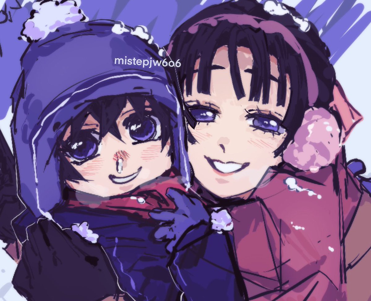 finished coloring!! 
i honestly don't know why i made tsutako so much older 😭